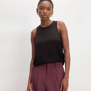 Everlane Black Satin Racerback